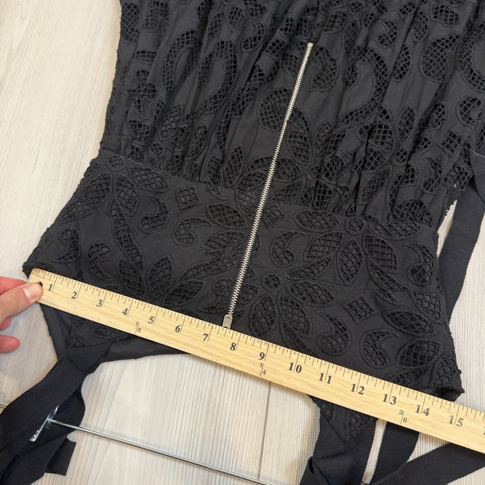 Saylor Maryl midi dress featuring an open-stitch lace Bow & Zipper Back Size XS - Picture 10 of 12
